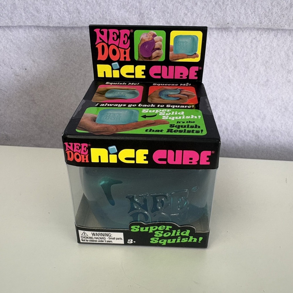 Schylling NeeDoh Nice Cube Teal Super Solid Squish Brand New 100% Authentic